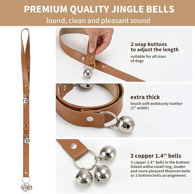 Luckyiren Brown Leather Hanging Door Bells - Image 4