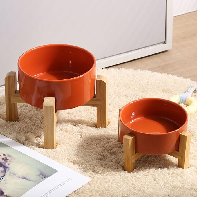 Petygooing Rust Red Elevated/Raised Ceramic Dog Bowl - Image 5
