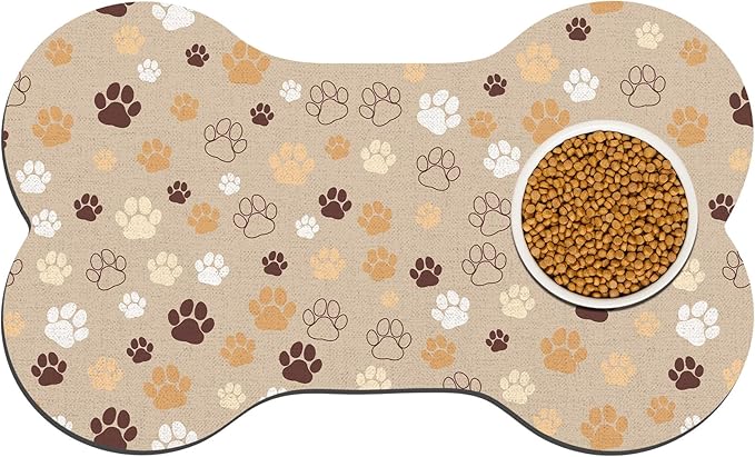 Pet Dog Cat Food Mat, Absorbent Bone Shaped Dog Bowl Mats - Image 2