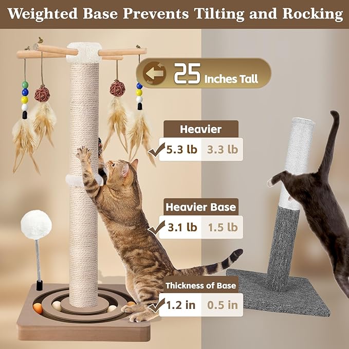 PAROTO Cat Scratching Post, Sisal Cat Tree Tower Scratcher - Image 2