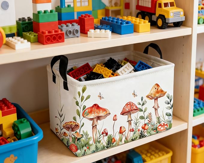 Essme Rectangular Mushroom Basket, Kids Storage Bins Organizer - Image 5