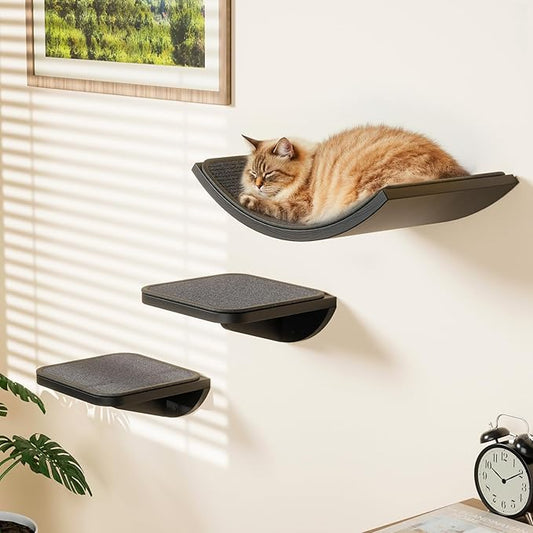 Cat Wall Shelves for Large Cats Set, Wall Mounted Climbing Shelves for Sleeping by PELUOMOZ