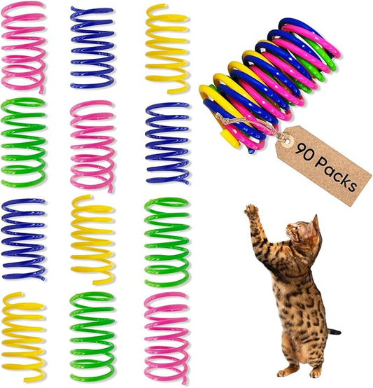 Cat Spring Toys 90 Packs for Indoor Cats, Durable Plastic Spring Coils Attract by AGYM