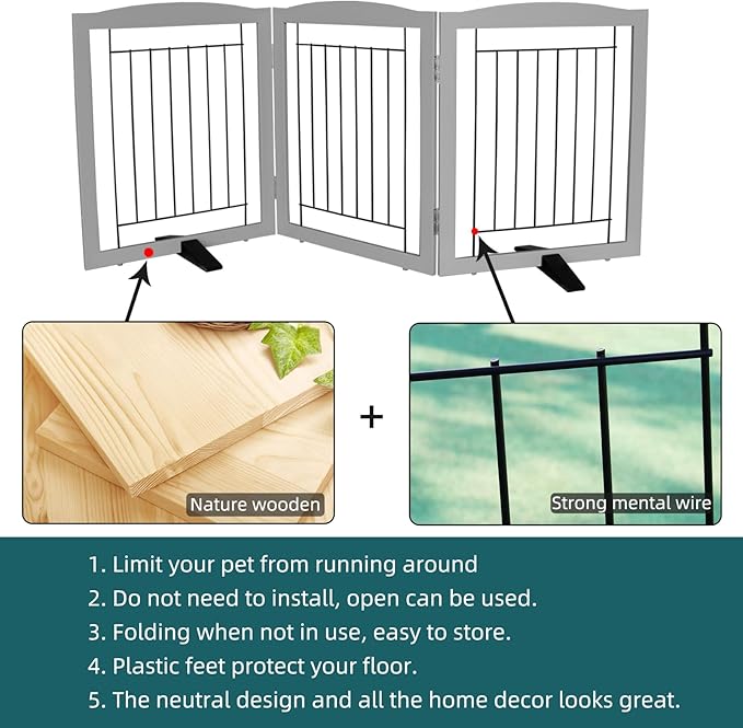 ZJSF Freestanding Dog Fence Indoor, Foldable Dog Gate - Image 6