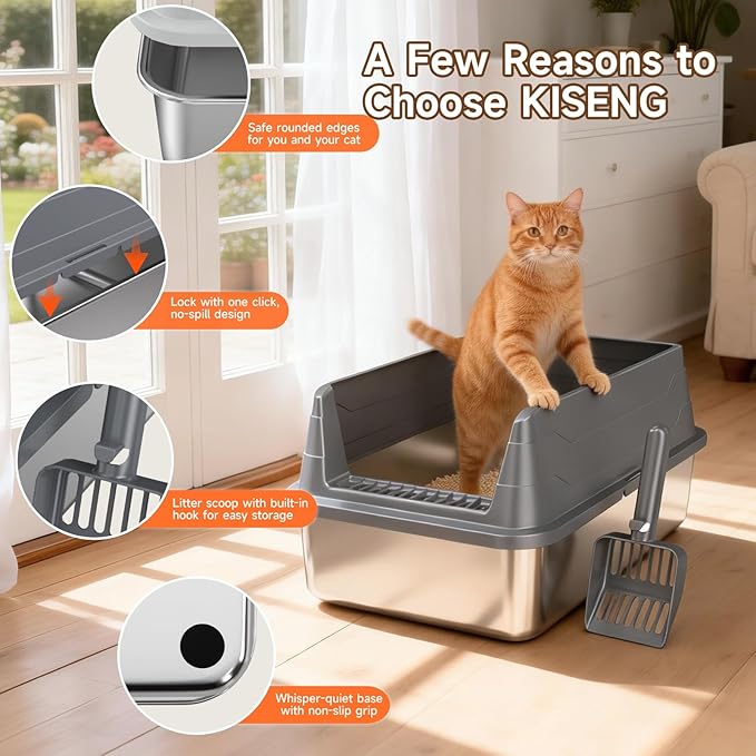 Stainless Steel Cat Litter Box, Odor Free Metal Litter Box - Image 7