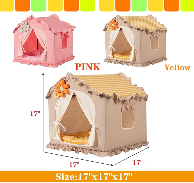 Yellow Indoor Cat House with Frame and Princess Style Cat Houses - Image 4