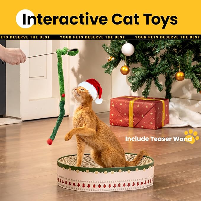 Conlun Cat Scratcher Bed, 2 in 1 Oval Cat Scratching Board - Image 2