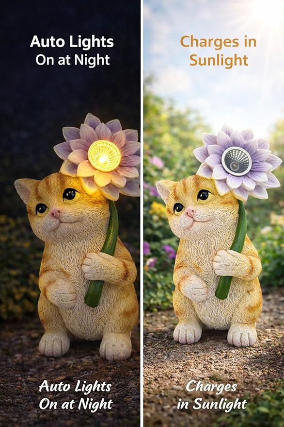GoGnome Solar Cat Garden Statue - Image 2