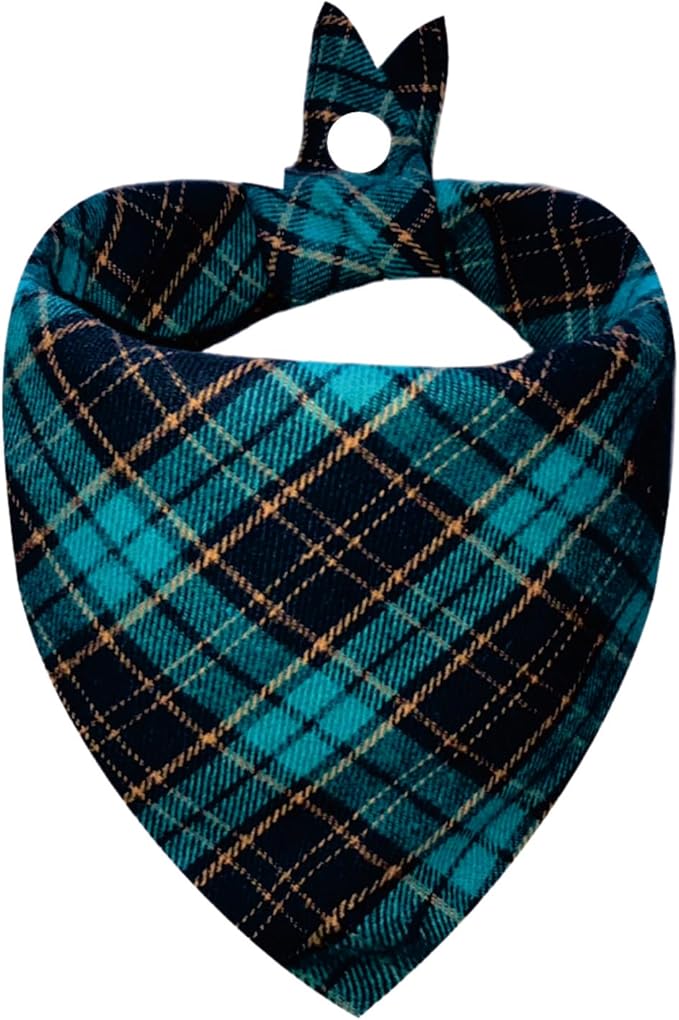 Dual Layer Green Plaid Dog Bandana by Unknown