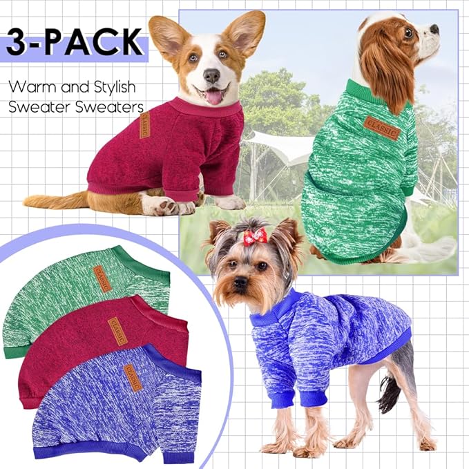 3 Pack Dog Sweaters for Small Dogs Girl Boy Winter Fleece Clothes Warm Soft Dog - Image 6