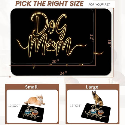 Dog Mom Food Mat for Floors, Absorbent Quick-Dry Pet Feeding Mat, Cat Dog Bowl - Image 2