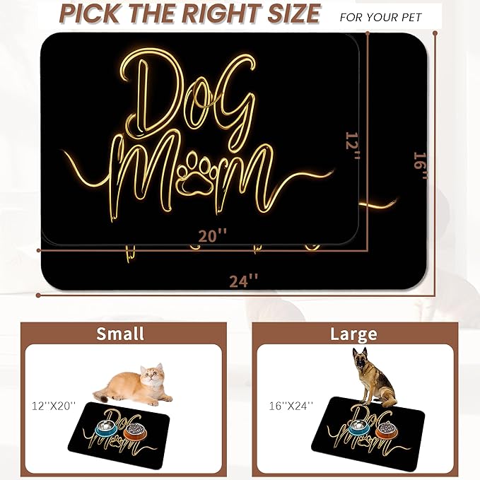Dog Mom Food Mat for Floors, Absorbent Quick-Dry Pet Feeding Mat, Cat Dog Bowl - Image 2