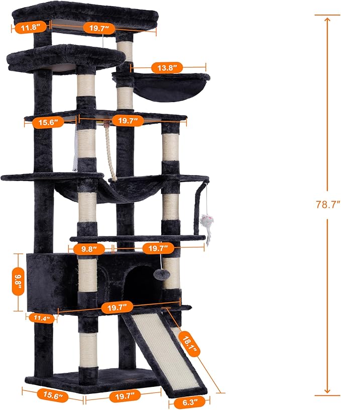 Heybly Tall Cat Tree, 78-inch Multi-Level Cat Tower - Image 3