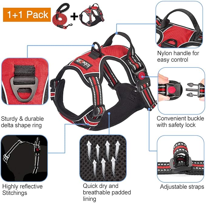 tobeDRI No Pull Dog Harness Adjustable Reflective Oxford Easy Control Medium - Image 3