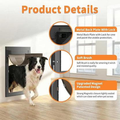 Dog Door for Large Dogs, Large Black Aluminum Frame Pet Door - Image 3