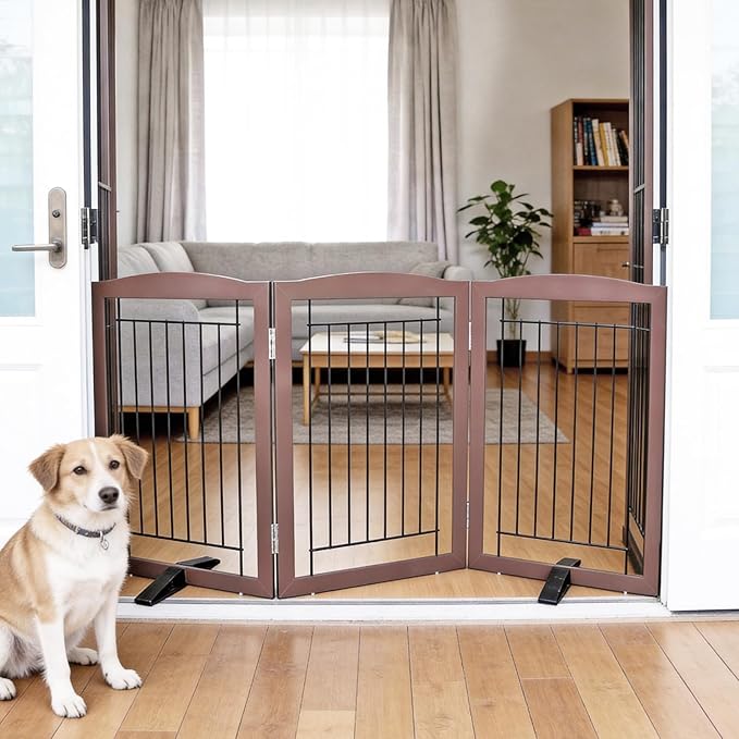 ZJSF Freestanding Dog Fence Indoor, Foldable Dog Gate by ZJSF