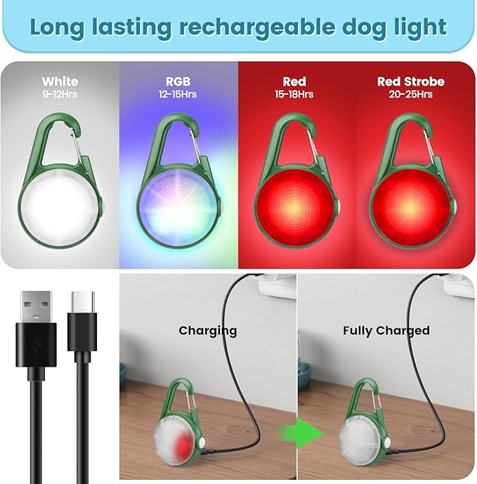 2Pack Dog Lights for Night Walking Dog Collar Light Clip on Rechargeable Glow - Image 2