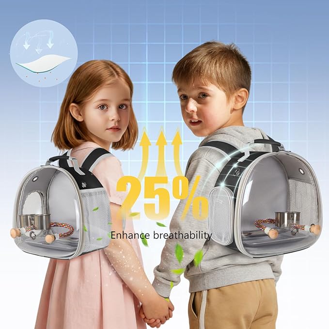 Bird Travel Carrier Backpack, Metal Tray and Clamp Cups Bundle - Image 4