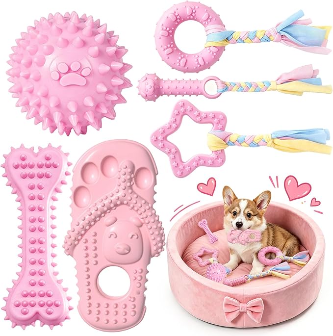 Puppy Chew Toys 6 Pack for Small Dogs, Teething Toys for Puppy Easy Clean by TENGZHI