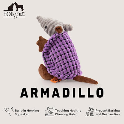 Hollypet Plush Dog Squeaky Toy Stuffed Armadillo Animal Pet Puppy Chew Toys - Image 4