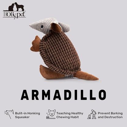 Hollypet Plush Dog Squeaky Toy Stuffed Armadillo Animal Pet Puppy Chew Toys - Image 4