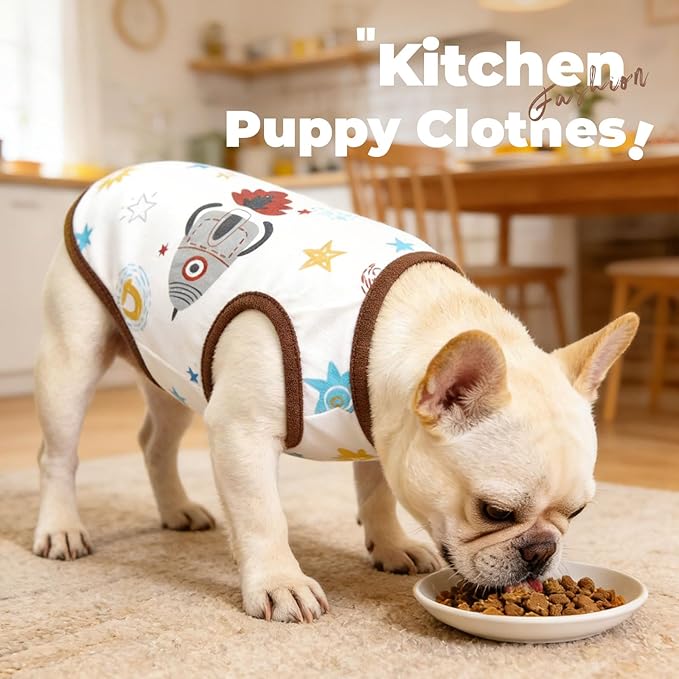 PETCARE Cartoon Dog Shirts for Small Dogs Cute Dog Clothes Brown Spaceship - Image 5