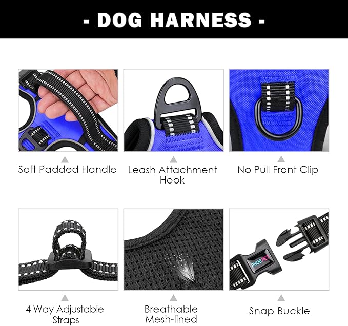 PHOEPET No Pull Dog Harness Medium Reflective Front Clip Vest - Image 4
