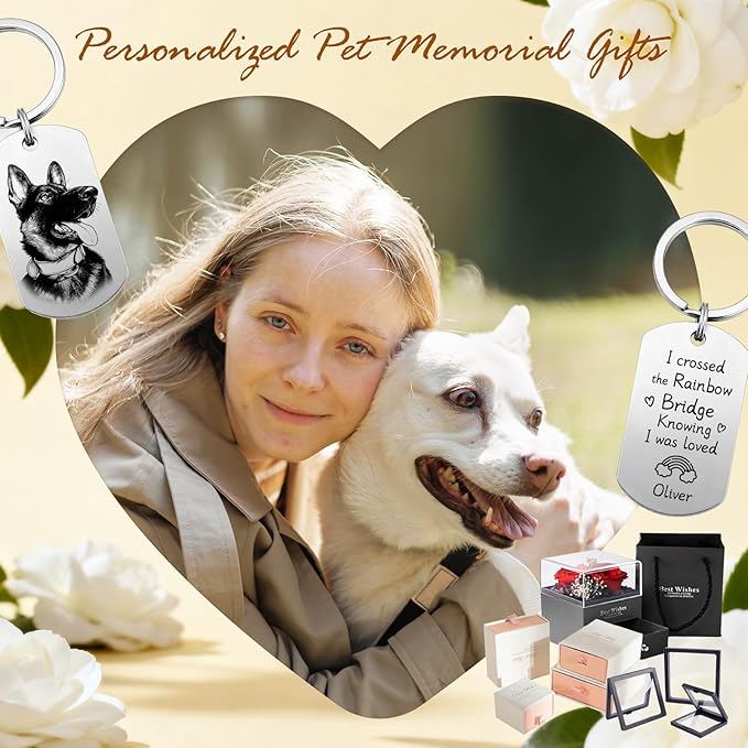 Custom Dog or Cat Portrait Keychain, Personalized Photo Engraved Keychains - Image 7