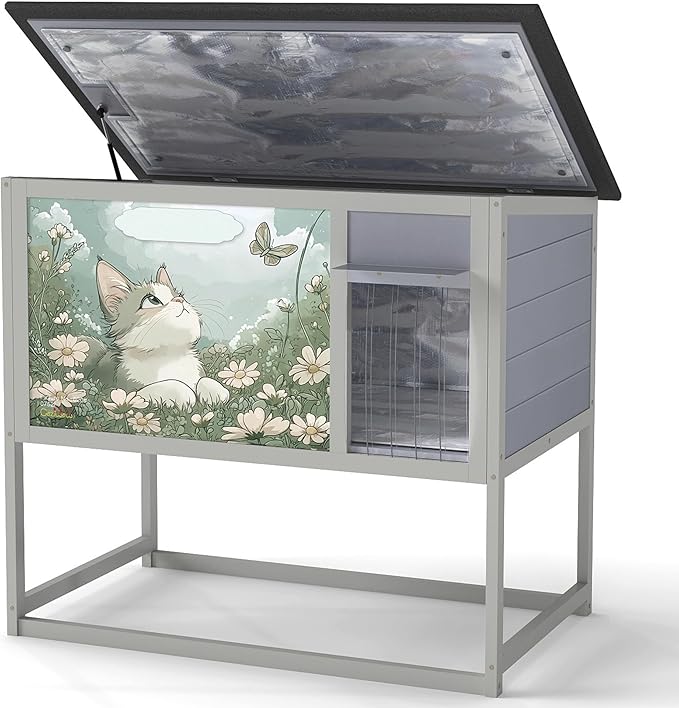 Insulated Outdoor Cat House Weatherproof Elevated Feral Cat Shelter Summer Cool - Image 8