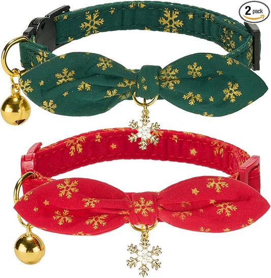 Bunny Ear Christmas Bowtie Cat Collar by YUDOTE