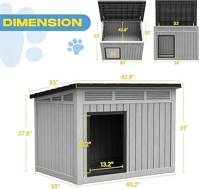 Fancyango Outdoor Dog House for Large Dogs, Outside Dog House - Image 6