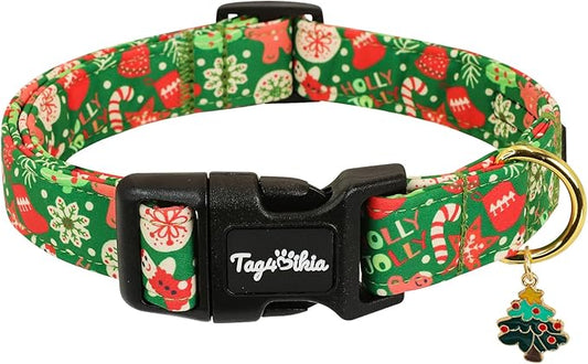 Christmas Dog Collar for Medium Dogs, Adjustable Green Small Dog Collars by Unknown