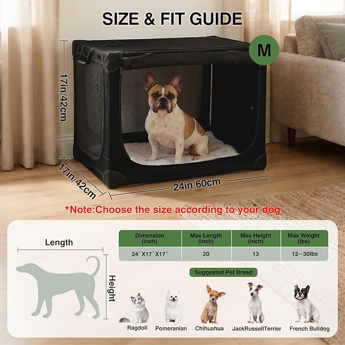 Veraste 24" L x 17" W x 17" H Collapsible Travel Dog Crate, Portable Soft Dog - Image 2