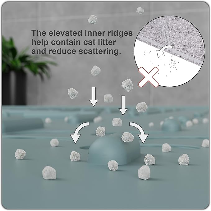 OHMO Cat Litter Mat XXL Trapping Mat Premium Silicone Rubber 37.5x25.2 Light - Image 3