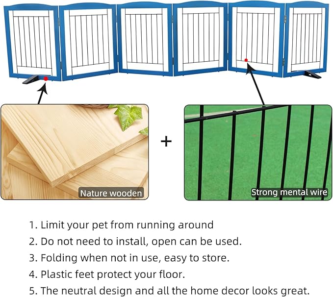 ZJSF Freestanding Dog Fence Indoor, Foldable Dog Gate - Image 6