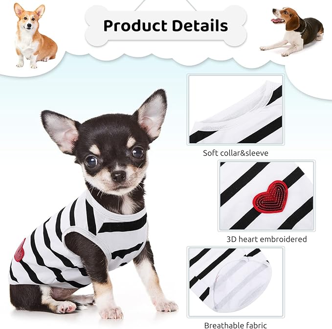 Pet Dog Striped T-Shirt Dogs Cats Cotton Vest Spring Summer Pet Apparel Tee - Image 2