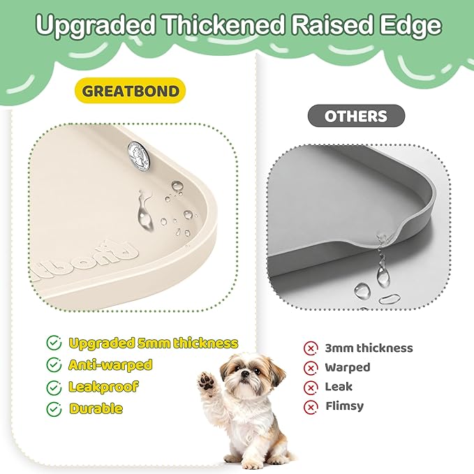 100% Waterproof Silicone Pet Feeding Mat, Warped Resistant Raised Edge BPA-Free - Image 4