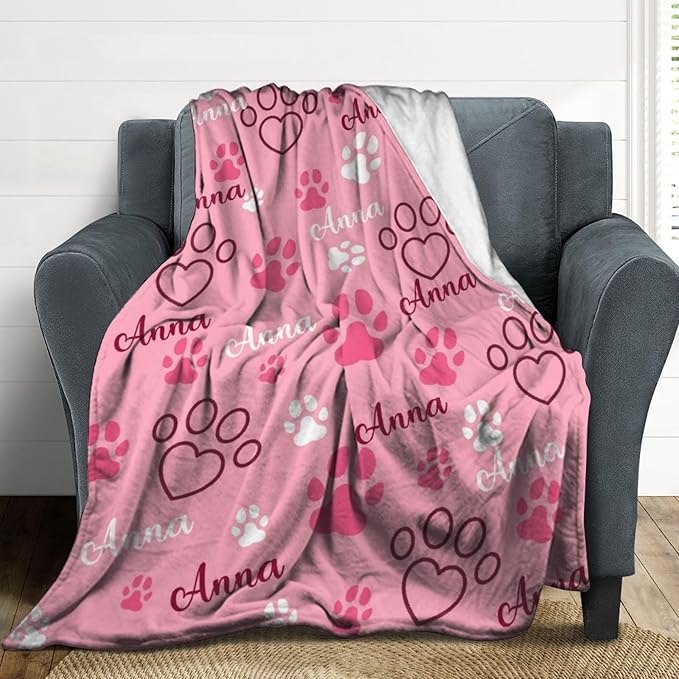 Personalized Paw Print Dog Blanket - Image 4