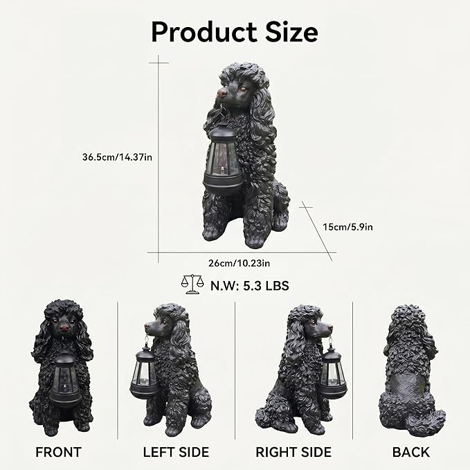 Black Poodle Dog Garden Statue - Image 3