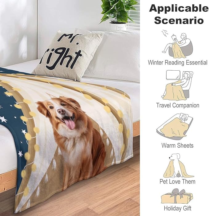Personalized Dog Blanket with Name Customized Paw Prints Pet Blanket Loss - Image 3