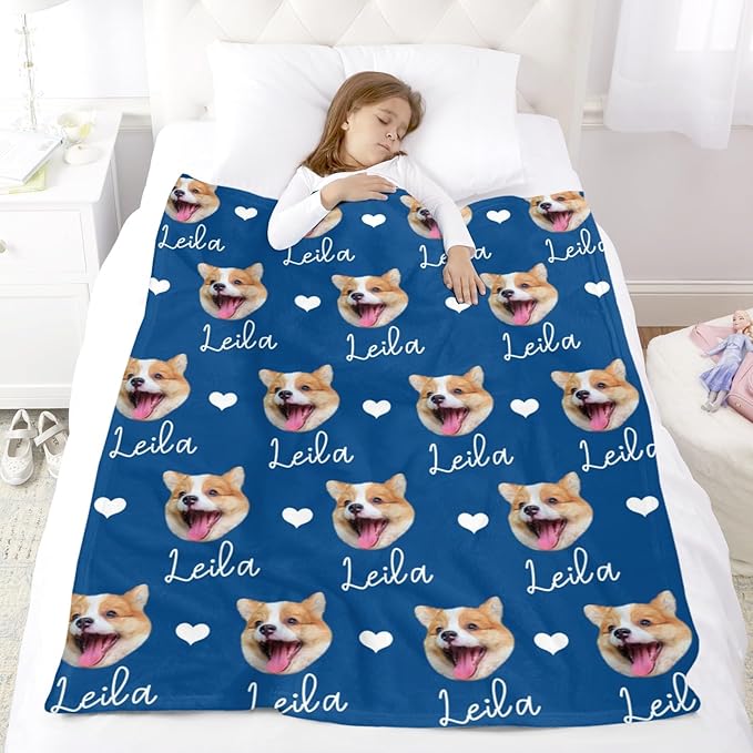 Personalized Dog Blanket with Faces, Custom Pet Name Blankets, Customized Heart - Image 7