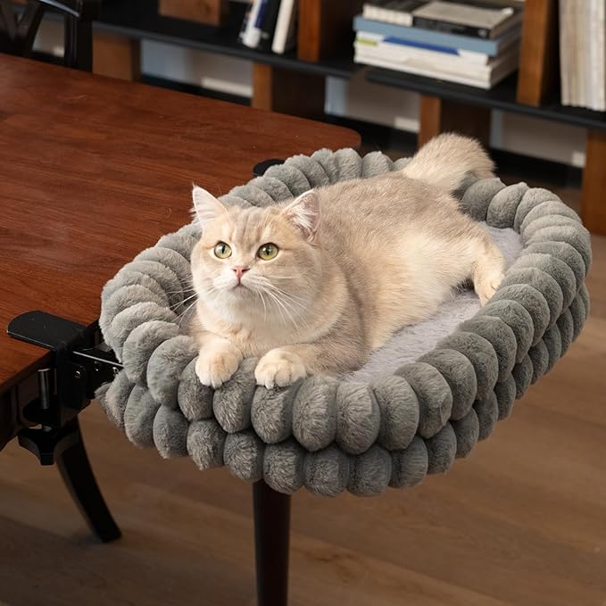 CHEERPALS Cat Desk Bed with Reversible Cushion, 90°Foldable Cat Hammock by CHEERPALS