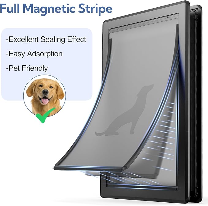 XL Full Enclosed Magnetic Flaps Dog Door, Rustproof Aluminum Alloy Frame - Image 2