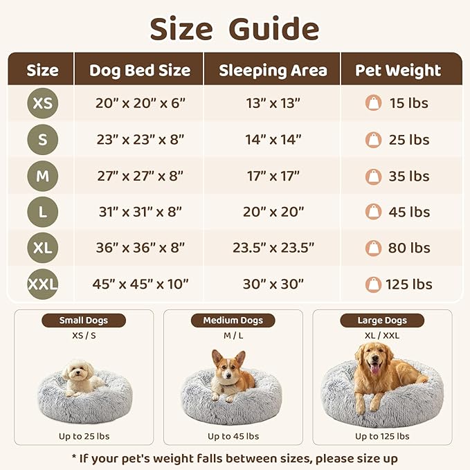 JOLLYVOGUE Dog Bed, Calming Anti-Anxiety Large Dog Bed, Fluffy Donut Cushion - Image 7
