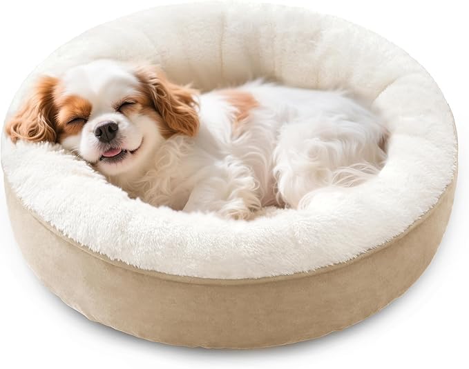 Love's cabin Round Donut Cat and Dog Cushion Bed, 24in Pet Bed by Lovescabin