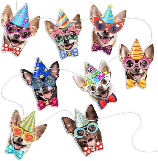 Chihuahua Birthday Garland — Photographic Chihuahua Faces Birthday Banner by Momapopup