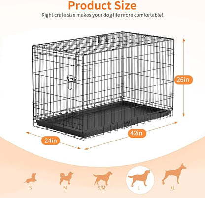 FDW Dog Crate 42-Inch Dog Cage Single Door Foldable Metal Kennel - Image 6