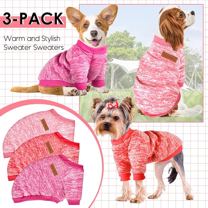 3 Pack Dog Sweaters for Small Dogs Girl Boy Winter Fleece Clothes Warm Soft Dog - Image 6