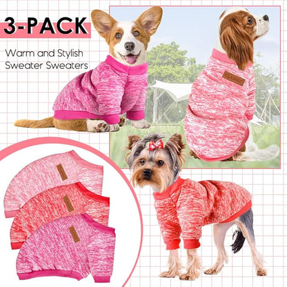 3 Pack Dog Sweaters for Small Dogs Girl Boy Winter Fleece Clothes Warm Soft Dog - Image 5