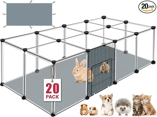 20 Panels Small Animals Playpen, Portable Plastic Enclosure Cage by VISCOO